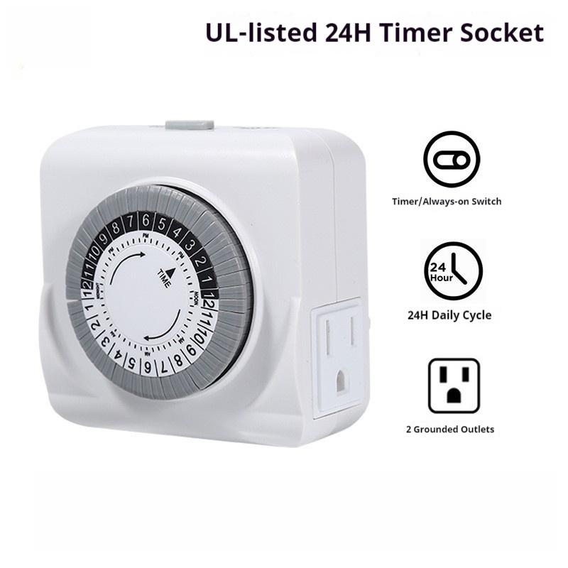 Timer Dual Outlet - مقبس توقيت ميكانيكي بمعيار أمريكي/قابس أمريكي