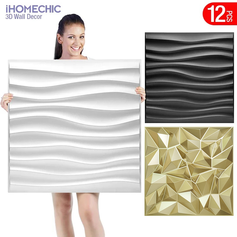 12 قطعة 50x50 سنتيمتر الشمباني - مراجعة Pvc Panel Background وسعره