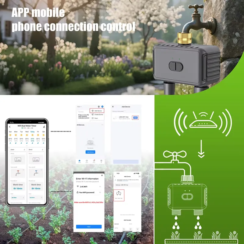 WAP01 مؤقت ري ذكي بتحكم عبر تط - مراجعة Timer Dual Outlet وسعره